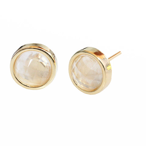 Fire 24K Gold Stud White Quartz Gemstone Earrings Are The Best Christmas Gifts For Moms 2018 By Sonia Hou Jewelry