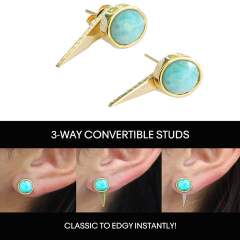 Holiday Gift Guide 2018 for women includes FIRE 24K Gold Stud Blue Amazonite Gemstone Earrings by SONIA HOU Jewelry