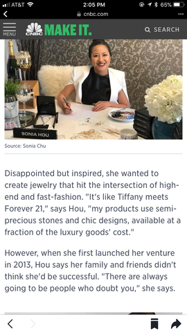 CNBC Featured SONIA HOU Jewelry On Her Best Ways She Marketed Her Business For Free