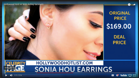 TRILL 18K Gold Vermeil Earrings by SONIA HOU Jewelry were featured on National Cable Channel Reelz and Celebrity Page TV