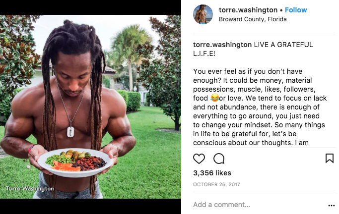 Torre Washington vegan bodybuilder