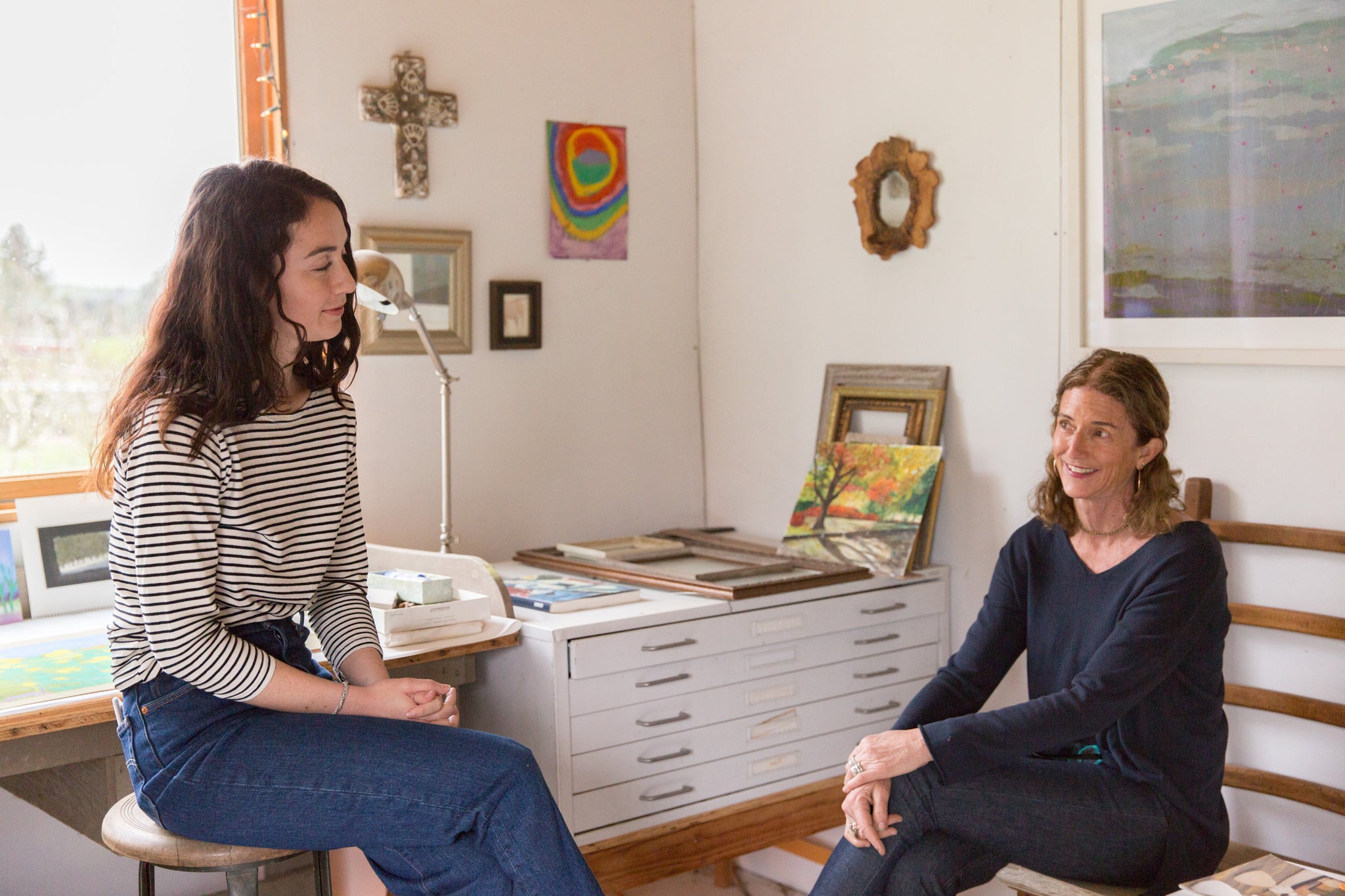 artist, Kate Blakeslee, and daughter, Cecilia Payne, in conversation