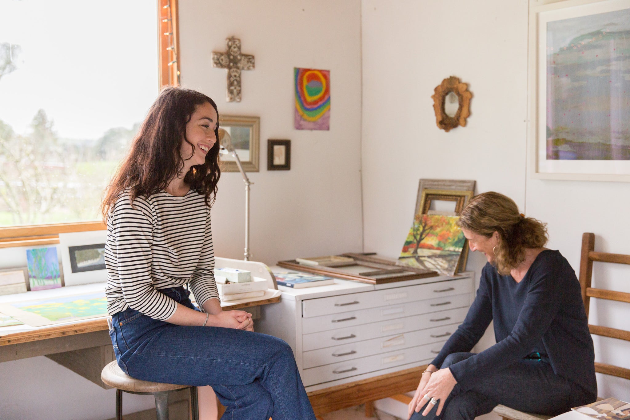 artist, Kate Blakeslee, and daughter, Cecilia Payne, in conversation