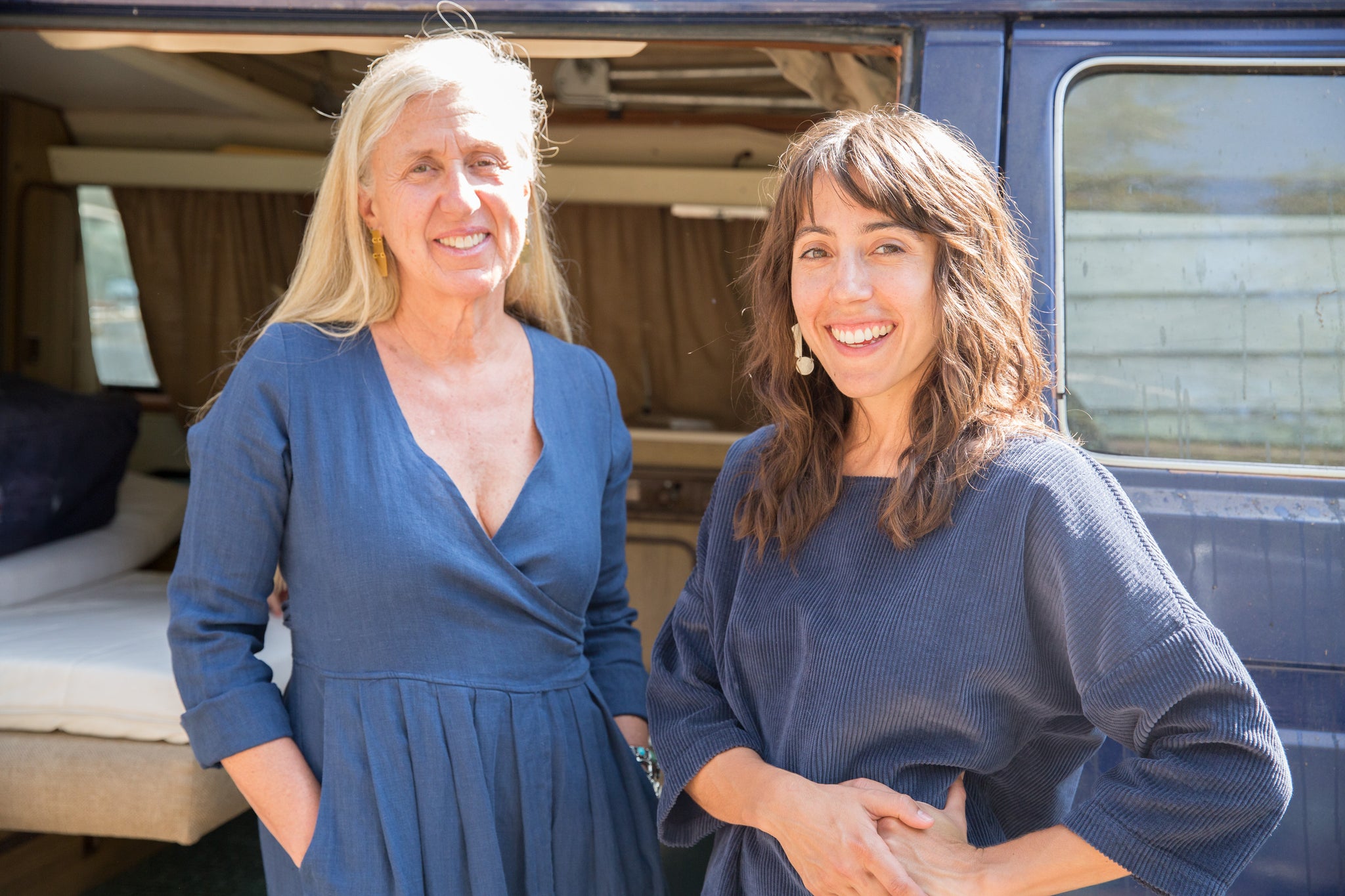 Dotter owners, Susanne McLean and Annika Huston, in front of blue van