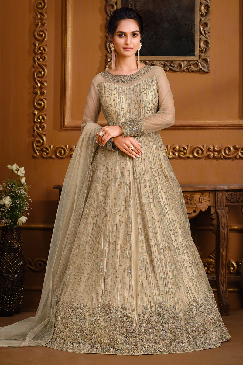 Buy Cream Anarkali Dress online-Karagiri