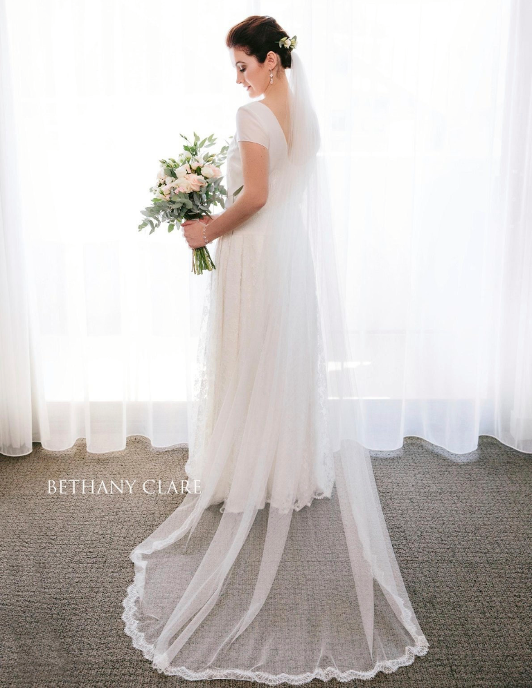 Real Bride Madeline in the Darcey veil by Blossom and Bluebird 