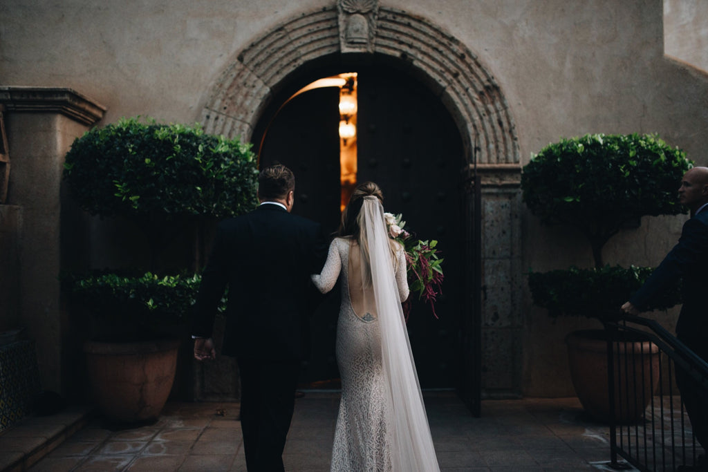 Real Bride Ashley in a bespoke Soft English Tulle wedding veil by Blossom and Bluebird