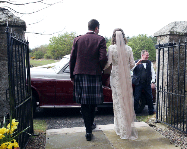 Real Bride Eilidh in an Antique Rose Soft English Tulle veil