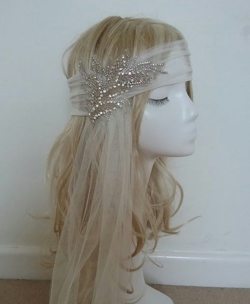 Bespoke headband version of the Mina veil from Blossom and Bluebird 