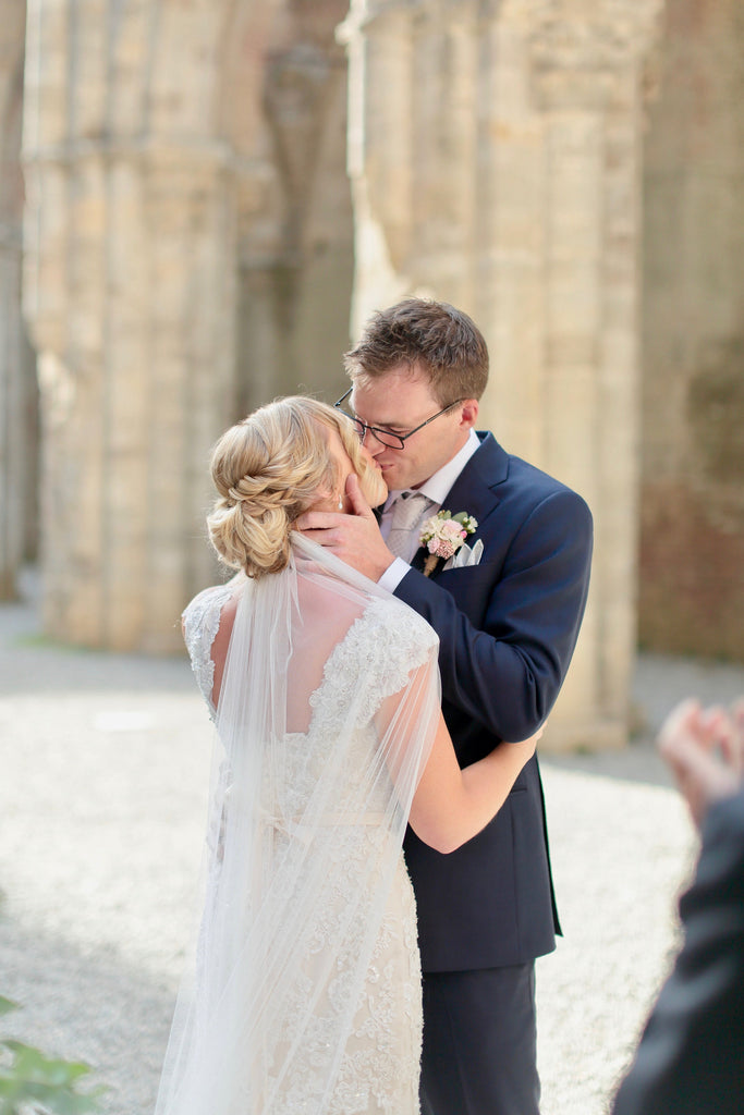 Real Bride Stephanie in a Blossom and Bluebird wedding veil