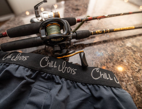 Grey Men's boxers with fishing gear