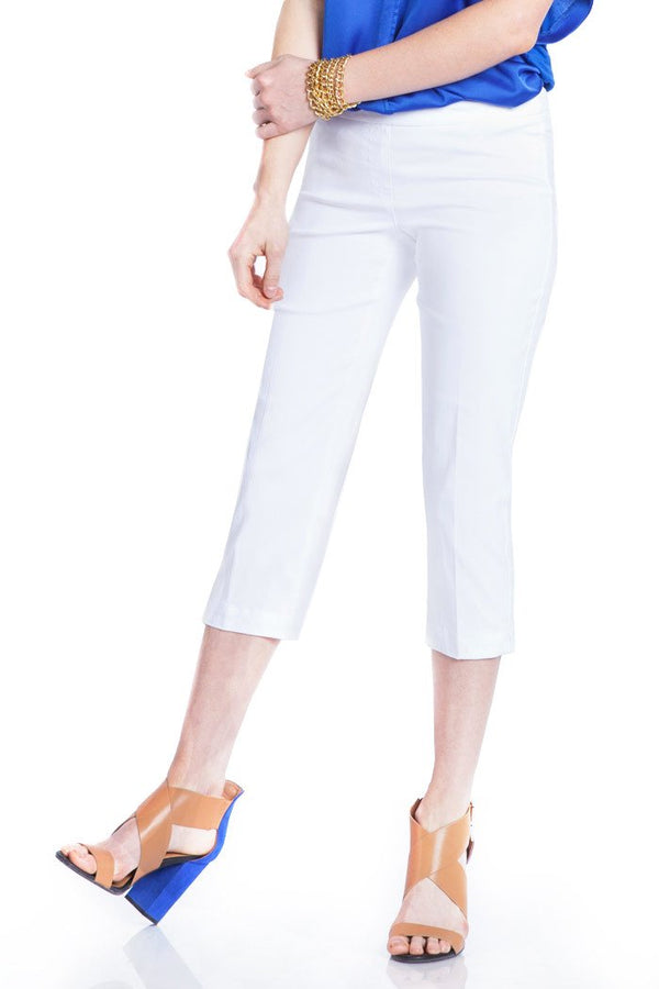 Pull-On Capri Pant With Pockets - White