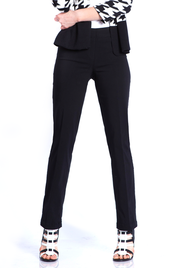 Pull-On Solid Relaxed Leg Pant With Faux Front Pockets - Black