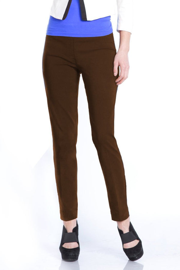 Pull-On Ankle Pant with Back Pockets - Chocolate