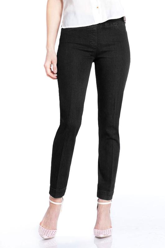 Pull-On Ankle Pant with Back Pockets - Black Denim