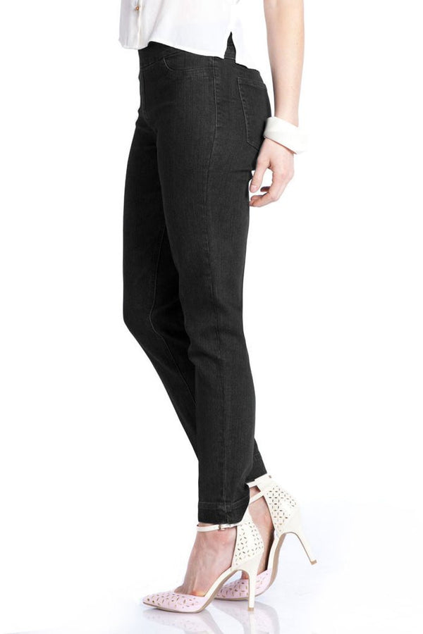 Pull-On Ankle Pant with Back Pockets - Black Denim