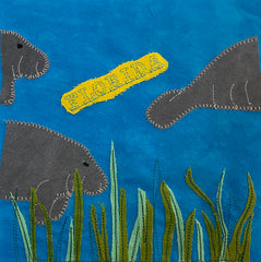 Florida quilt block with manatees