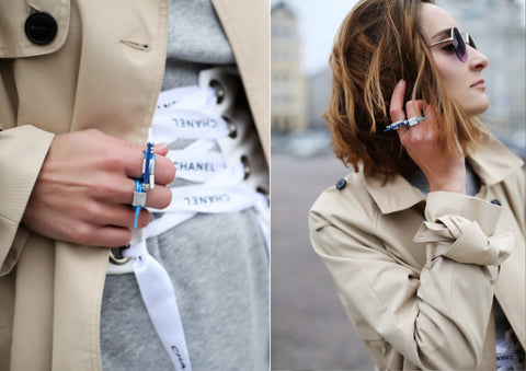 fashion blogger's ootd with chanel belt and Mellow by Melita rus rings