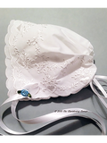 Bridal Heart Embroidered Hanky Bonnet - blue rose