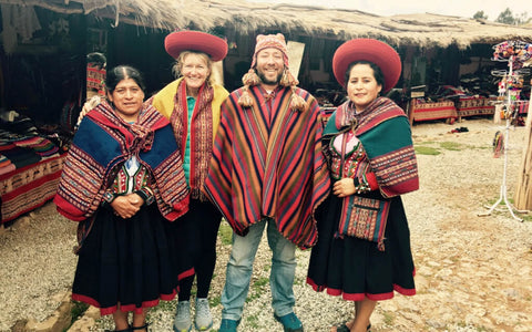 Trying on the traditional clothes from Chinchero
