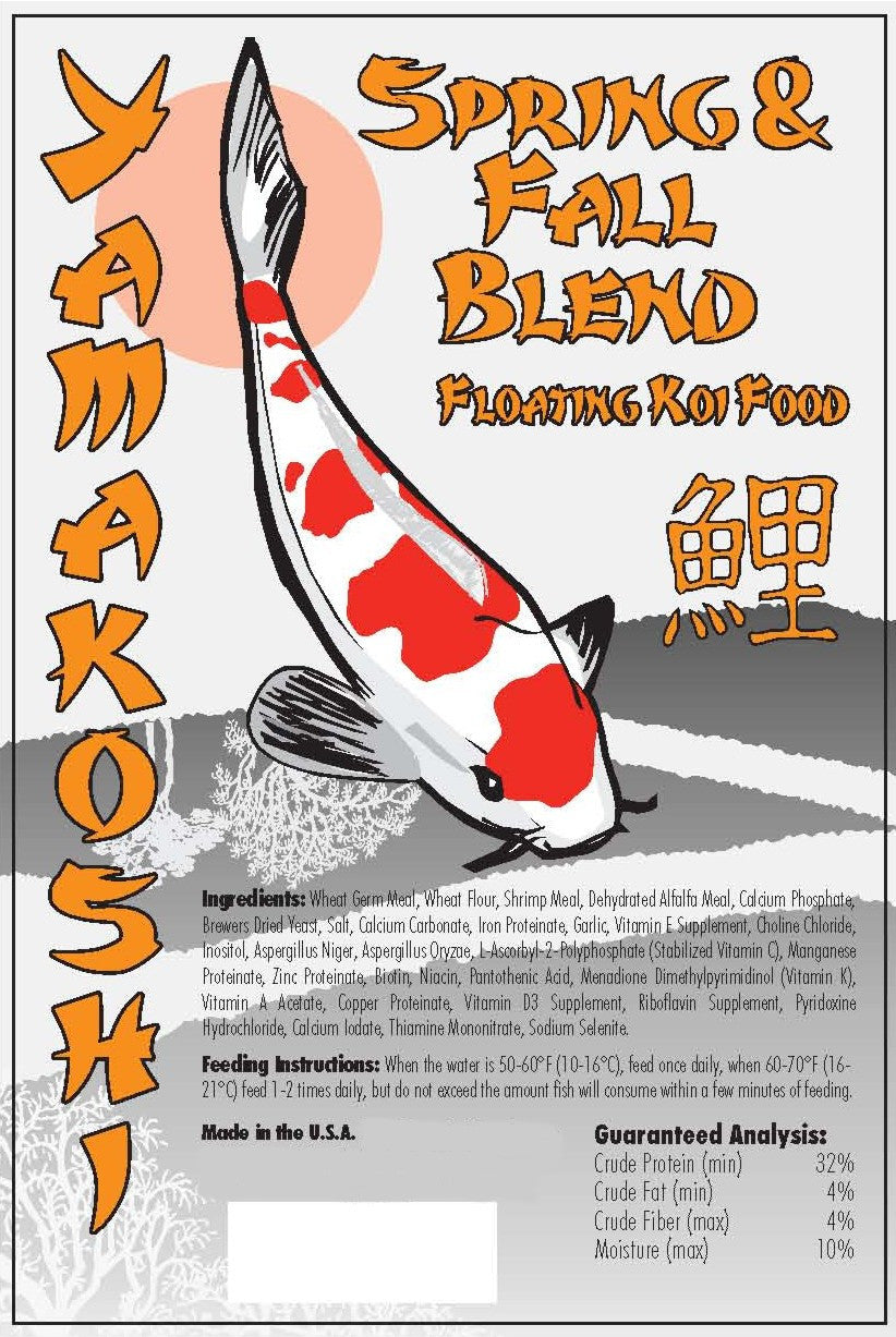 Case of Six 5 Pound Bags YAMAKOSHI Spring & Fall 3-Season Pellets Pond Koi Food *All Natural No GMOS Infused with Pro Biotics*