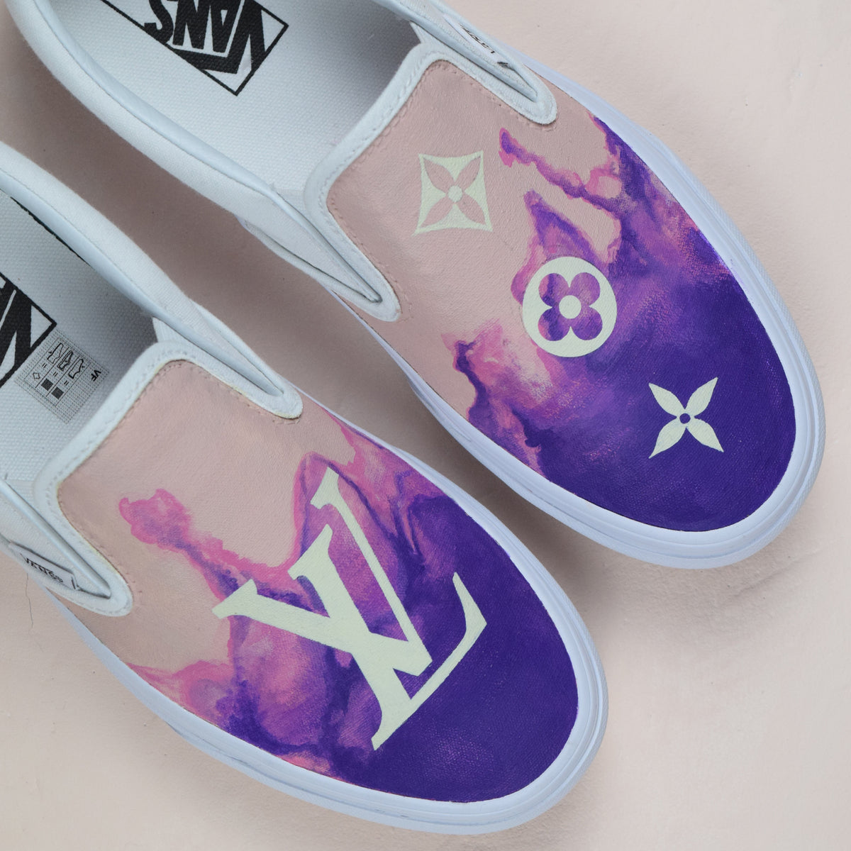 Purple Smoke Louis Vuitton Vans Slip On Custom Sneakers – TheShoeCosmetics