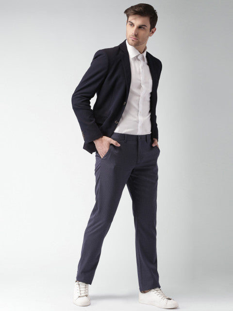 INVICTUS Navy Slim Fit Single-Breasted 