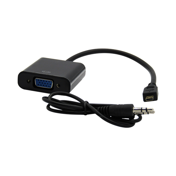 Acompañar Paso Pera Convertidor Micro-HDMI a VGA Negro con Audio marca XUE® - PCS FOR ALL SAS
