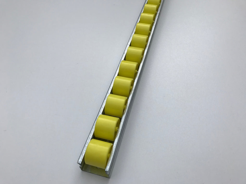 Röllchenleiste Röllchenschiene mit Kunststoffröllchen Ø 28 mm grau 