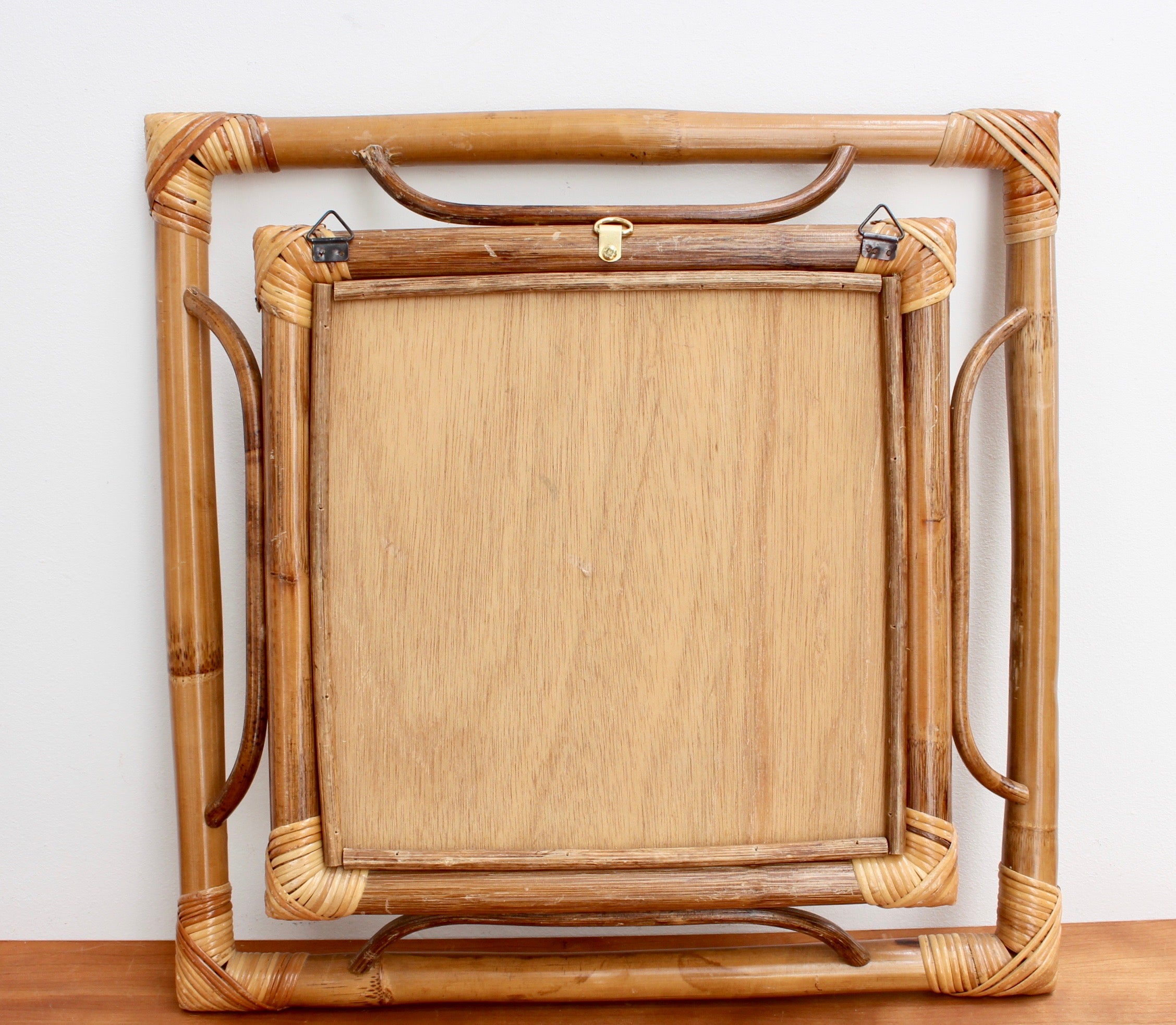 Mid-Century French Indochine-Style Bamboo and Rattan Wall Mirror (circa 1960s)