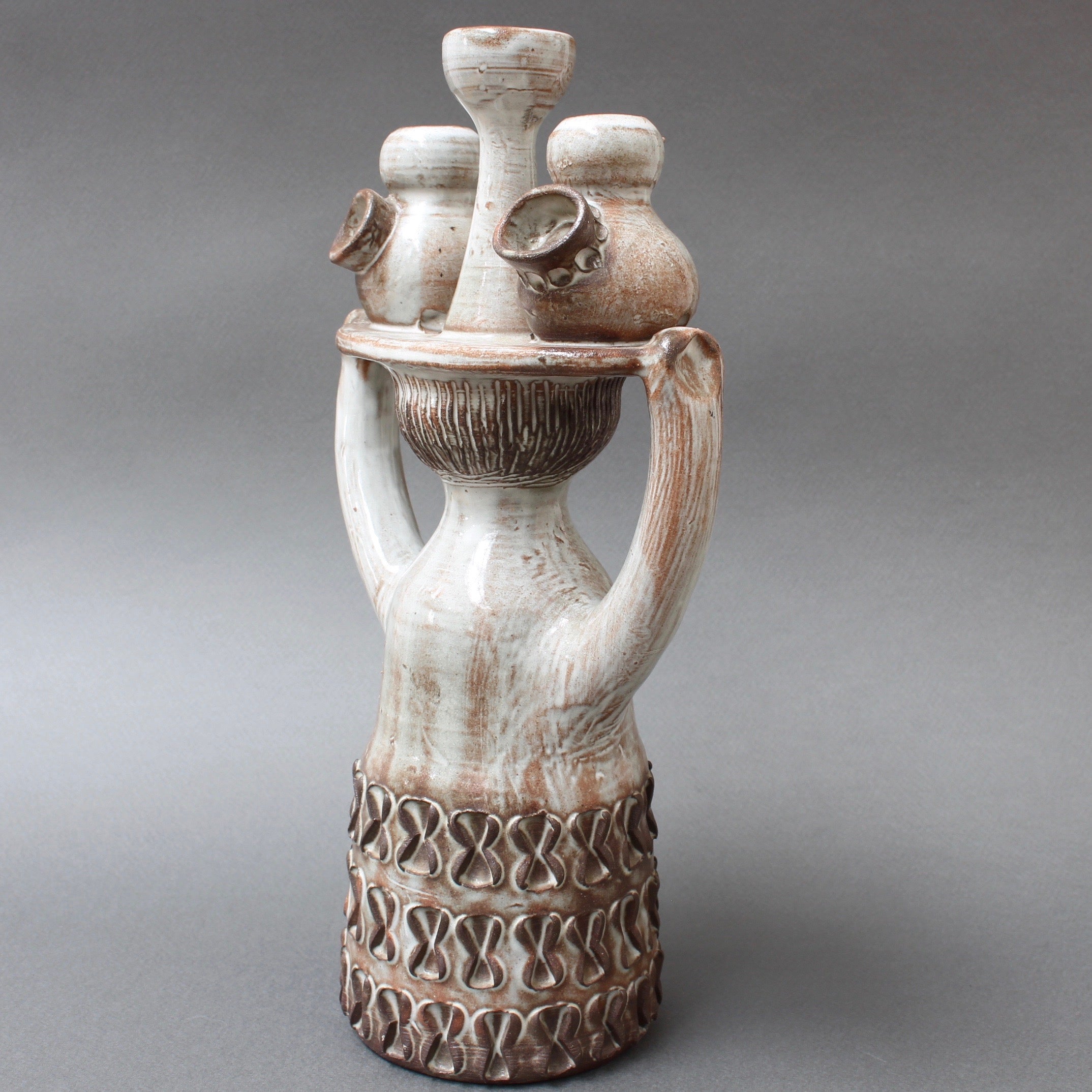 Glazed Ceramic Pottery Carrier by Jacques Pouchain / Atelier Dieulefit (circa 1960s)
