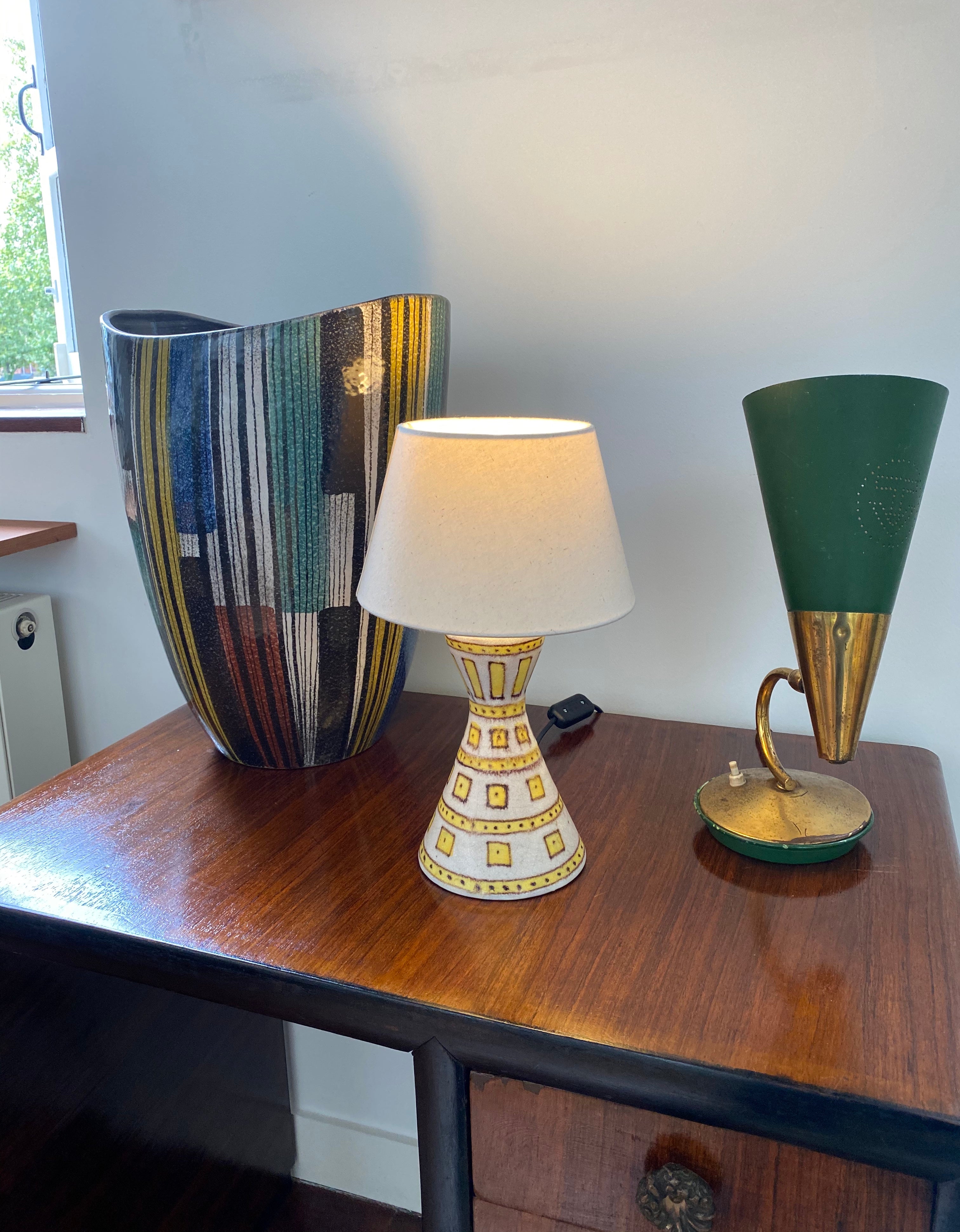 Decorative Italian Ceramic Table Lamp by Guido Gambone (circa 1950s)
