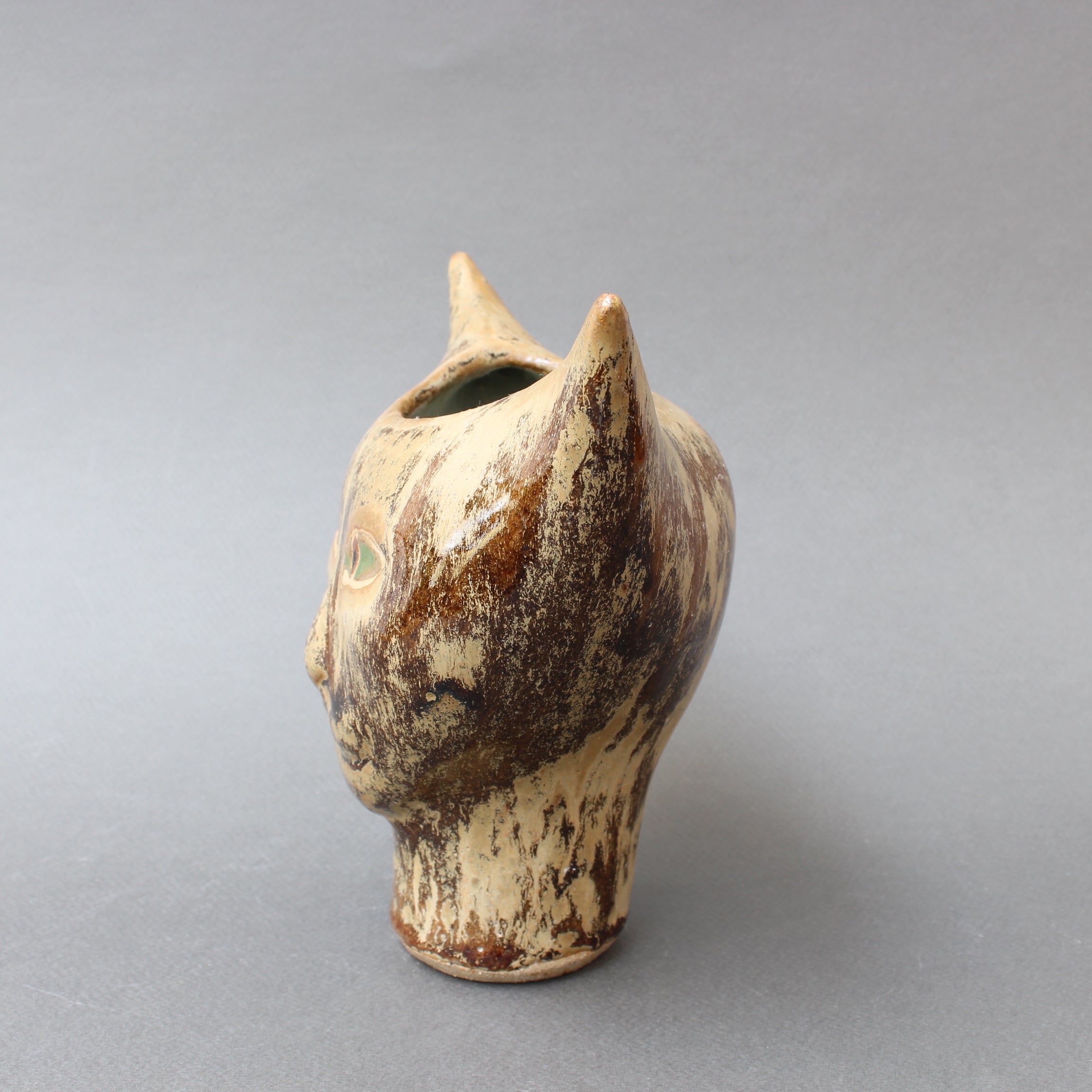 Mid-Century French Ceramic Cat Vase (circa 1960s)