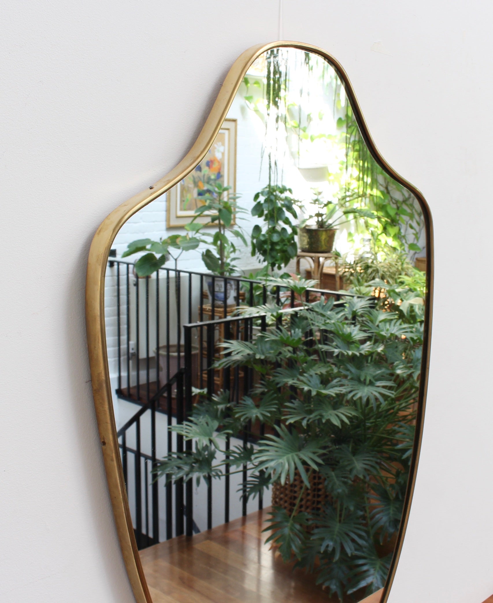 Mid-Century Italian Wall Mirror with Brass Frame (1950s)