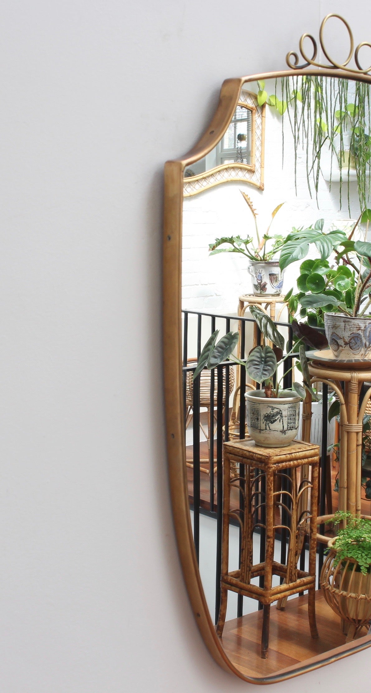 Mid-Century Italian Wall Mirror with Brass Frame (circa 1950s)