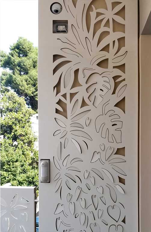 lasercut 3D Forest panels create intimate spaces. Installed on the railing