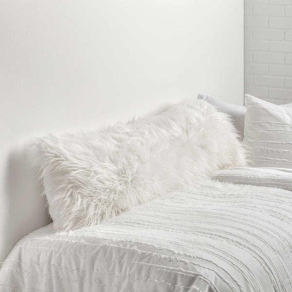 white fur body pillow