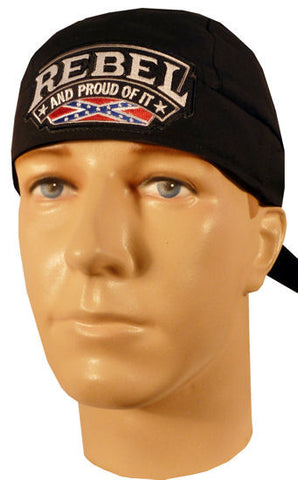 Skull Cap-Rebel & Proud Of It Patch on Black