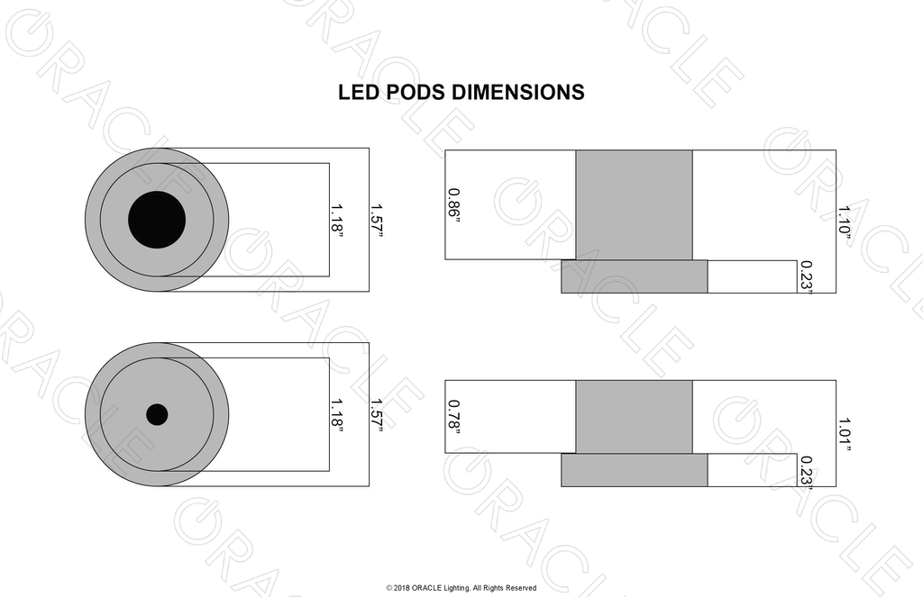 Oracle Lighting High Intensity LED Pods Dimension
