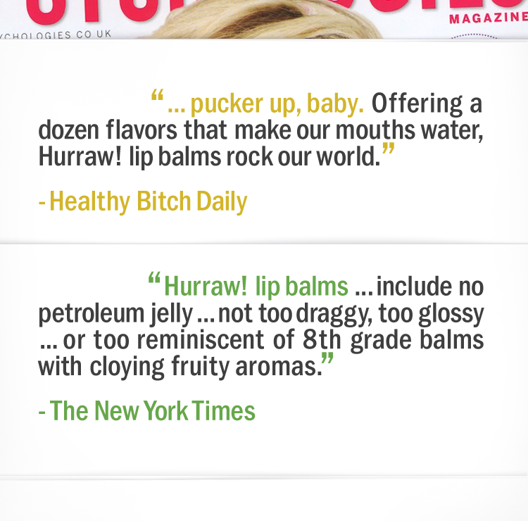 Hurraw! vegan lip balms featured in The New York Times.