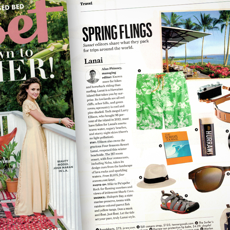Hurraw! Sun Lip Balm SPF15 in Sunset Magazine editorial summer travel essentials.