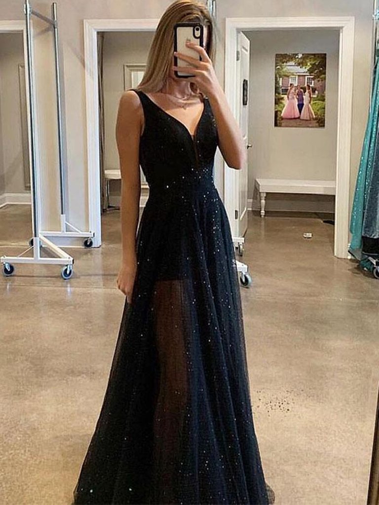 sparkly black dress long