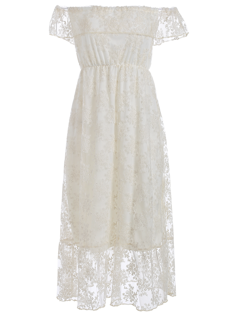 White Off Shoulder Ruffle Lace Wedding Dress Cheap Free Shipping