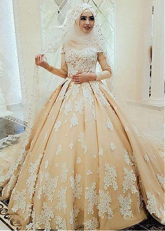 Ball Gown Arabic Islamic Wedding Dress 