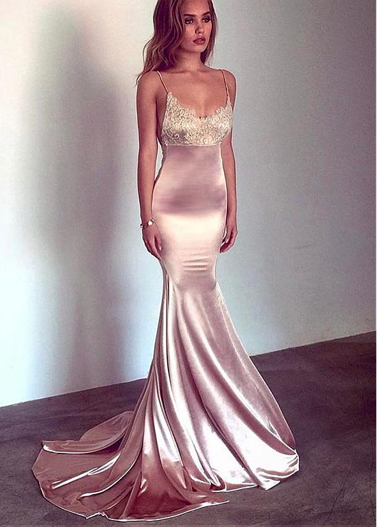 spaghetti strap mermaid dress