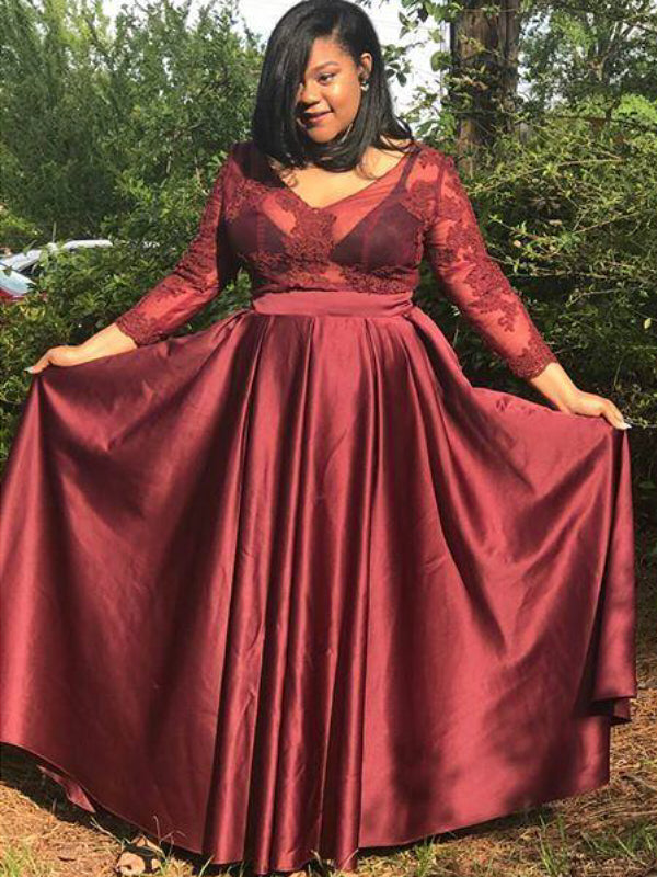 plus size satin dresses with sleeves