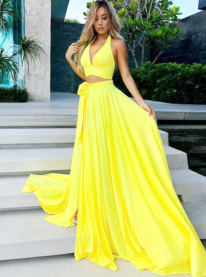yellow dress with split