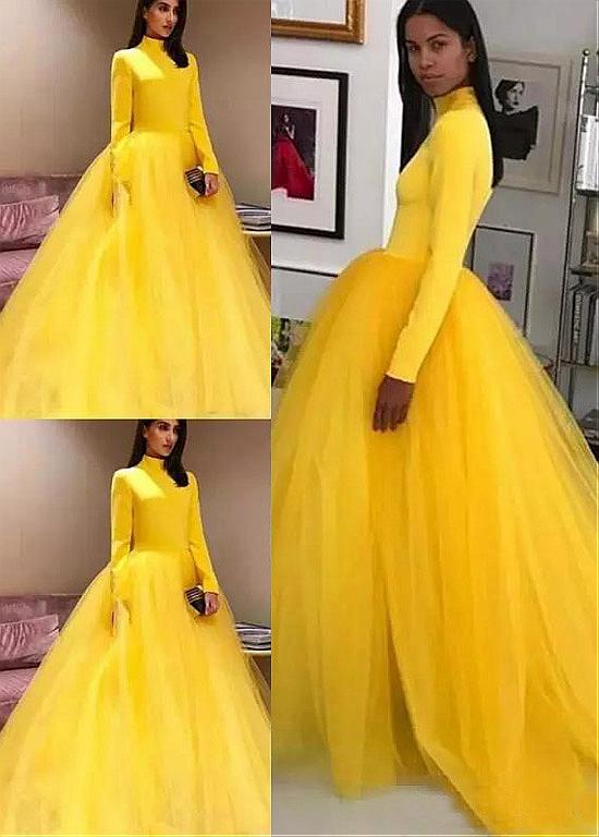 long sleeve yellow gown