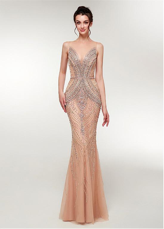 sheer evening dress