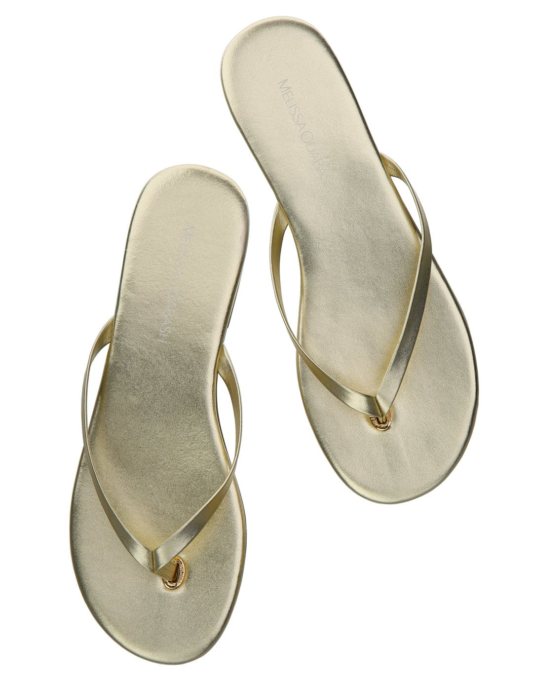 gold flip flops